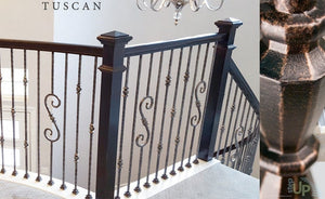 Tuscan Square Hammered Wrought Iron Newels & Baluster Spindles
