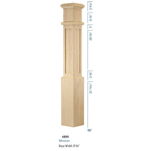 4790 4890 Mission Square Panel Box Newel | USA-Made Amish Stair Railing by StepUP Stair