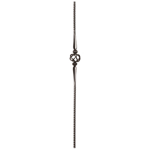 9019 Single Basket with Hammered Bar Metal Spindle |  Iron Balusters |  Amish Craft by StepUP Stair