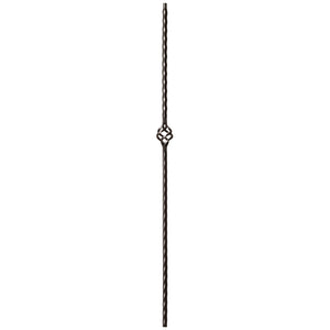 9027 Single Basket with Hammered Edge Metal Spindle |  Iron Balusters |  Amish Craft by StepUP Stair