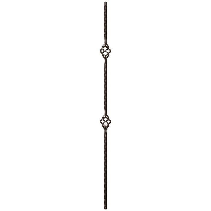 9028 Double Basket w/ Hammered Edge Iron Baluster Spindle | Metal Railing