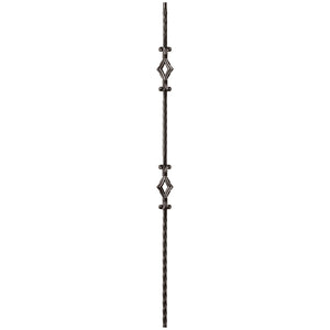9041 Double Diamond with Hammered Face Metal Spindle |  Iron Balusters |  Amish Craft by StepUP Stair