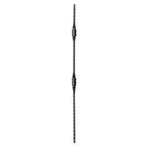9046 Double Knob with Hammered Face Metal Spindle |  Iron Balusters |  Amish Craft by StepUP Stair 