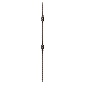 9046 Double Knob with Hammered Face Metal Spindle |  Iron Balusters |  Amish Craft by StepUP Stair