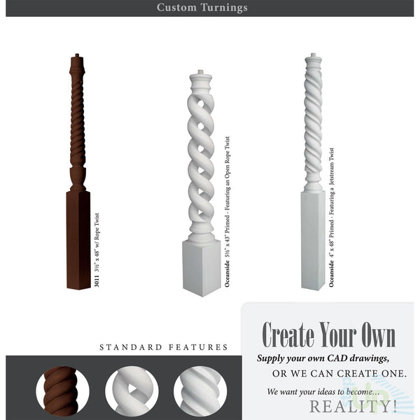 Custom Newel Post and Baluster Spindle Turnings