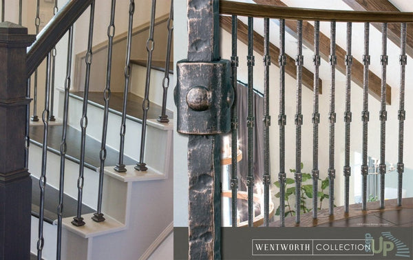 Wentworth Hammered Forged Wrought Iron Newels &amp; Baluster Spindles