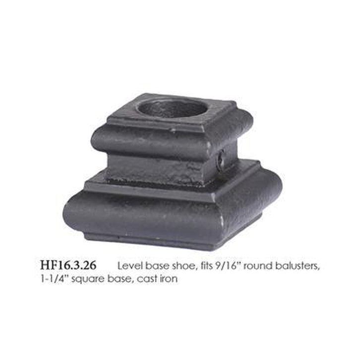 16.3.26 Flat Shoe w/ Set Screw - 9/16" Round Iron Baluster Spindle | Metal Railing