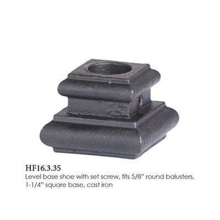 16.3.35 1 1/4" Square Angled Shoe w/ Set Screw - 5/8" Square Iron Baluster Spindle | Metal Railing