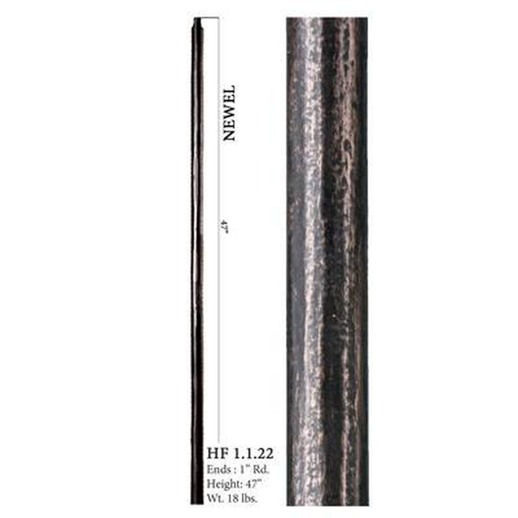 1.2.22 Wentworth Round Plain Hammered Edge Iron Newel | Iron Posts | House of Forging by StepUP Stair 