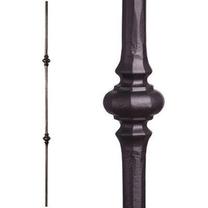 2.1.11 Tuscan Round Hammered Double Knuckle Satin Black Wrought Iron Spindle | Iron Balusters | House of Forging by StepUP Stair 