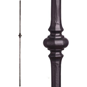 2.1.9 Tuscan Round Hammered Single Knuckle Satin Black Wrought Iron Spindle | Iron Balusters | House of Forging by StepUP Stair 