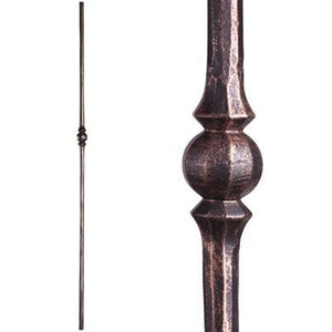 2.10.2 Tuscan Round Hammered Single Sphere Oil Rubbed Bronze Wrought Iron Spindle | Iron Balusters | House of Forging by StepUP Stair 