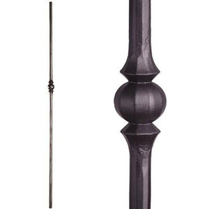 2.10.2 Tuscan Round Hammered Single Sphere Satin Black Wrought Iron Spindle | Iron Balusters | House of Forging by StepUP Stair 