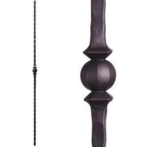 2.9.28 Tuscan Square Hammered Single Sphere Wrought Iron Spindle | Iron Balusters | House of Forging by StepUP Stair 