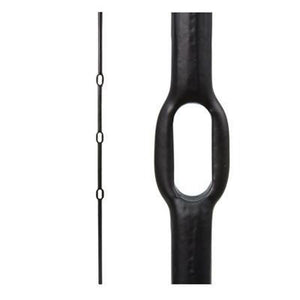 3.1.2 Wentworth Round Forged Triple Knuckle Satin Black Wrought Iron Spindle | Iron Balusters | House of Forging by StepUP Stair 
