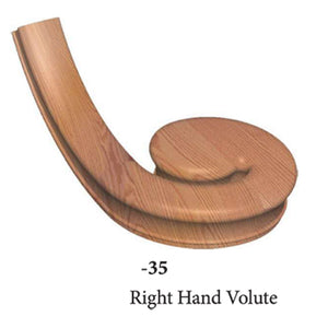 7X35 Right Hand Volute 6084 Profile Handrail Fitting  | USA-Made Amish Stair Railing by StepUP Stair