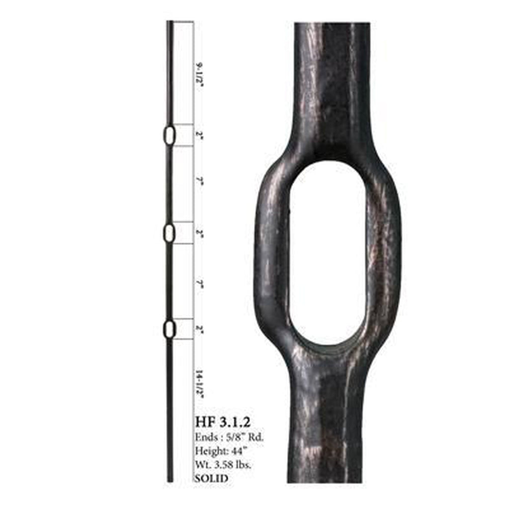 3.1.2 Wentworth Round Forged Triple Knuckle Wrought Iron Spindle | Iron Balusters | House of Forging by StepUP Stair 