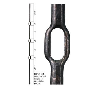 3.1.2 Wentworth Round Forged Triple Knuckle Wrought Iron Spindle | Iron Balusters | House of Forging by StepUP Stair 