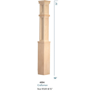 4092 4094 Craftsman Rectangular Panel Box Newel Detail | USA-Made Amish Stair Railing by StepUP Stair