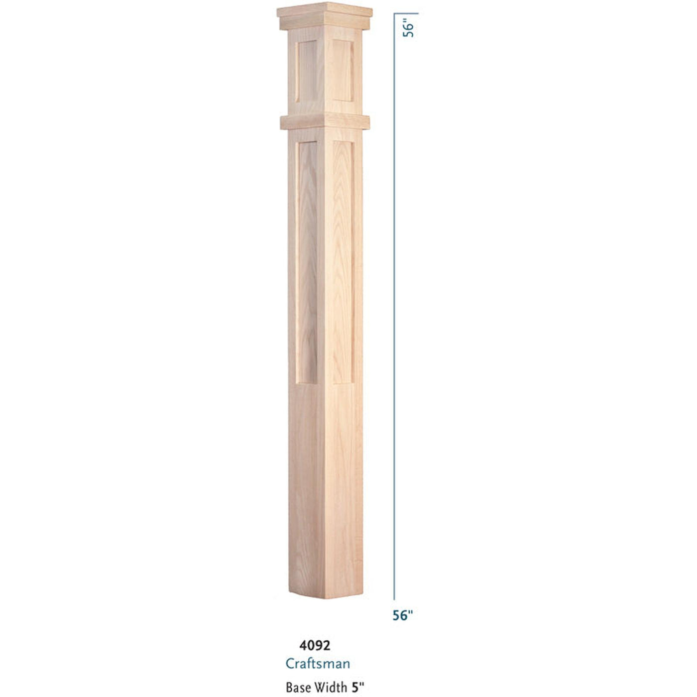 4092 Craftsman Rectangular Panel Box Newel Post | USA-Made Stair Parts ...