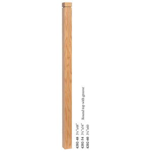4202 Radiused Top & Square Groove Newel | USA-Made Amish Stair Railing by StepUP Stair