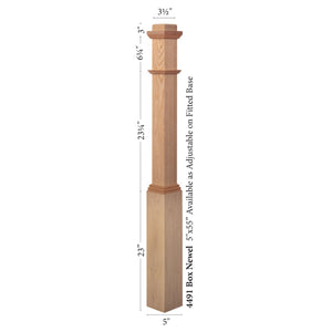 4491 Adjustable Box Newel Post | USA-Made Amish Stair Railing by StepUP Stair