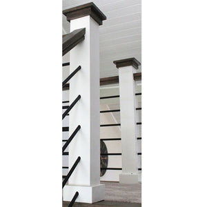 4492 Box Newel & 7800 Handrail & 9701 5/8" Satin Black Horizontal Bar | USA-Made Amish Stair Railing by StepUP Stair