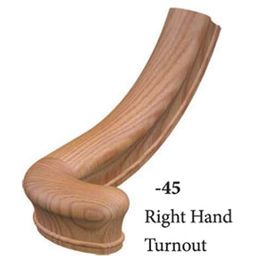 7X45 Right Hand Turnout 6084 Profile Handrail Fitting  | USA-Made Amish Stair Railing by StepUP Stair