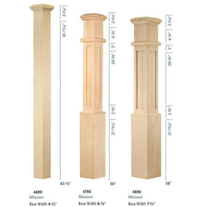 4790 Mission Square Panel Box Newel Post | USA-Made Stair Parts