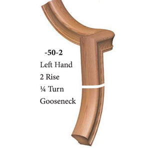 7050 2 Rise Left Hand 1/4 Turn Gooseneck Handrail Fitting | USA-Made Amish Stair Railing by StepUP Stair