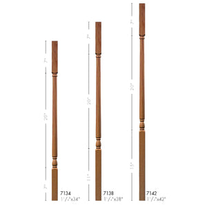 7134 Square Top Baluster | USA-Made Amish Stair Railing by StepUP Stair
