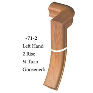 7071 2 Rise Left Hand 1/4 Turn Gooseneck Handrail Fitting | USA-Made Amish Stair Railing by StepUP Stair