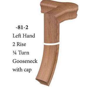 7481 2 Rise Left Hand 1/4 Turn Gooseneck with Cap Handrail Fitting | USA-Made Amish Stair Railing by StepUP Stair