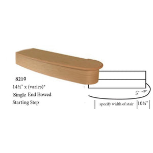 8210 Single End Bowed Starting Step 48 | USA Made Hardwood Treads & Riser Steps