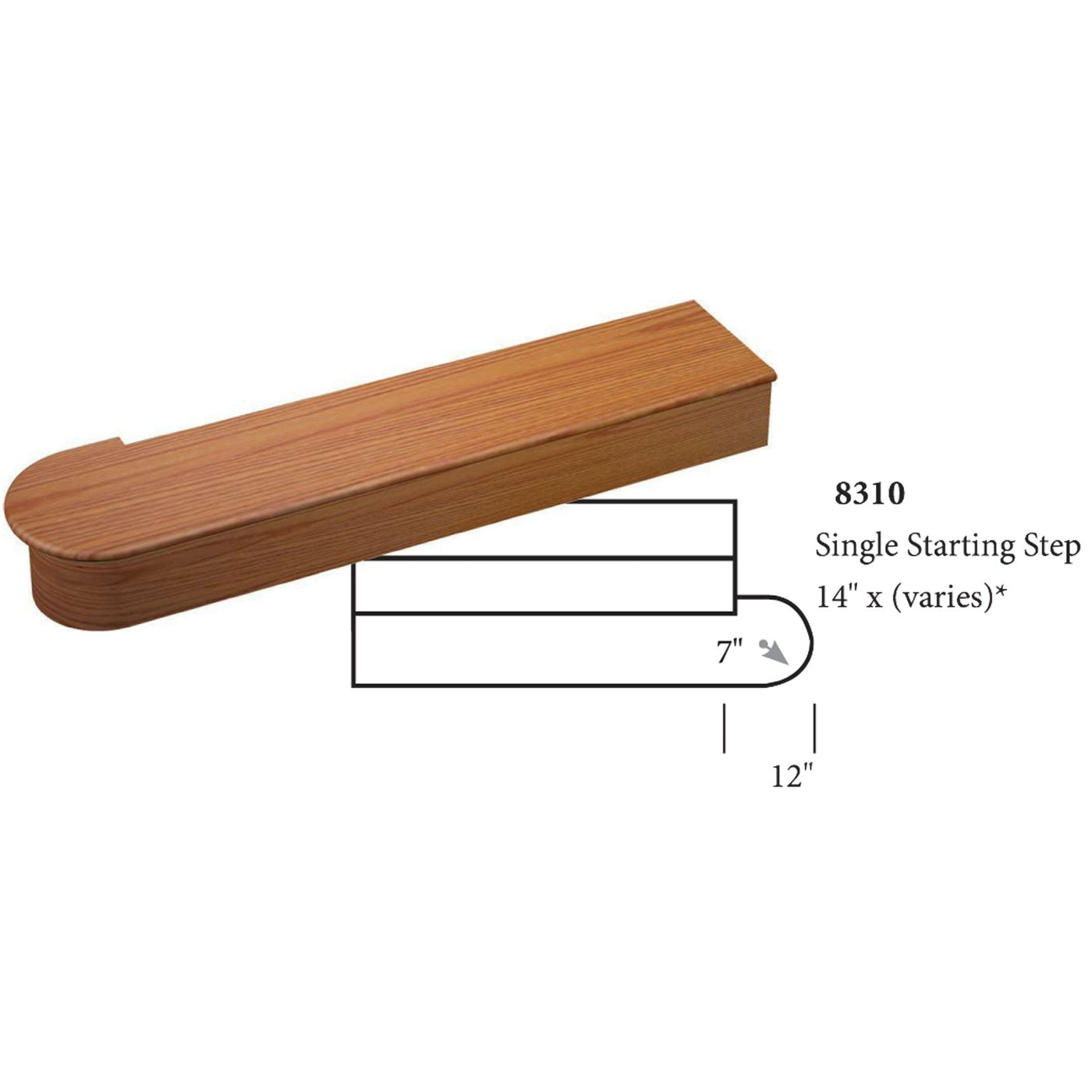 8310 Single Starting Step 48 | USA Made Hardwood Treads & Riser Steps ...
