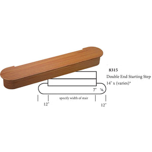 8315 Double Starting Step 48 | USA Made Hardwood Treads & Riser Steps