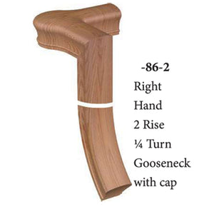 7086 2 Rise Right Hand 1/4 Turn Gooseneck with Cap Handrail Fitting | USA-Made Amish Stair Railing by StepUP Stair