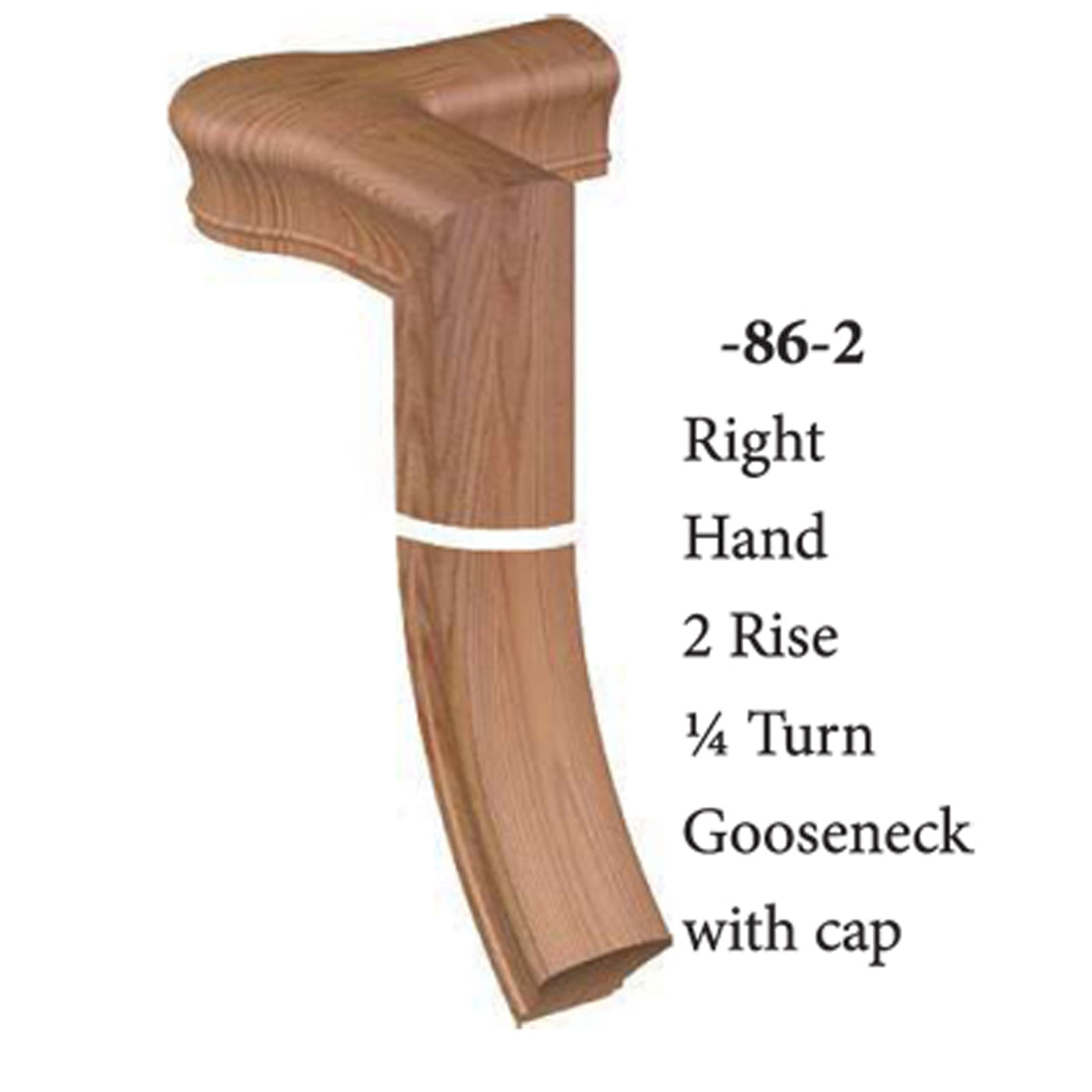 7X86 2 Rise Right Hand 1/4 Turn Gooseneck with Cap Handrail Fitting ...