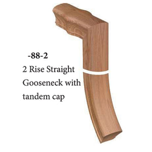 7488 2 Rise Straight Gooseneck with Tandem Cap Handrail Fitting | USA-Made Amish Stair Railing by StepUP Stair