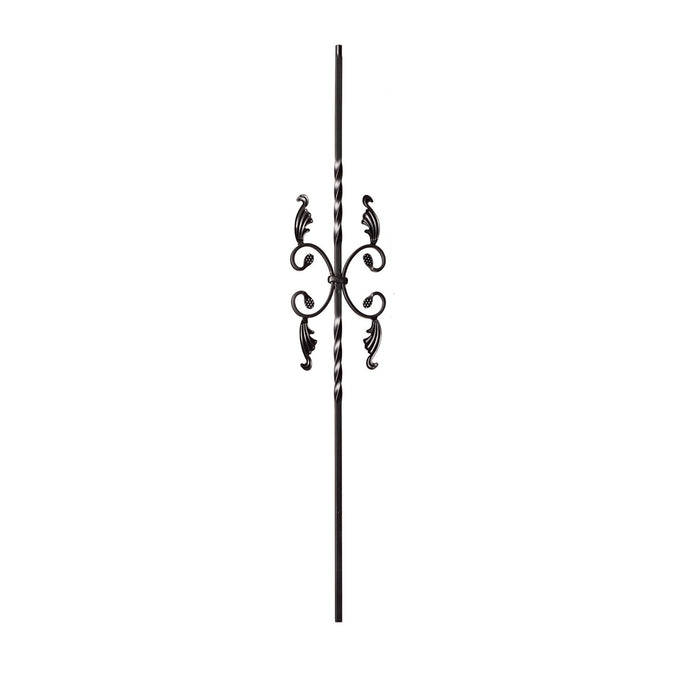 9005 Double Twist w/ Leaves Iron Baluster Spindle | Metal Railing