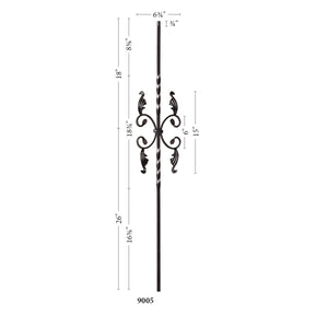 9005 Double Twist with Leaves Iron Baluster | Iron Balusters | Amish Craft by StepUP Stair Parts