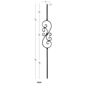 9008 5 x 16 S Scroll Baluster | Iron Balusters | Amish Craft by StepUP Stair Parts
