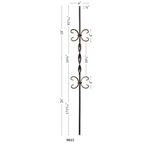 9015 Single Ribbon & Double Butterfly Metal Spindle |  Iron Balusters |  Amish Craft by StepUP Stair 