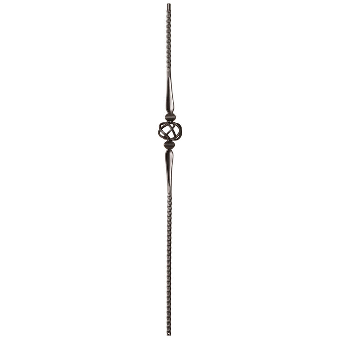 9019 Single Basket w/ Hammered Bar Iron Baluster Spindle | Metal Railing