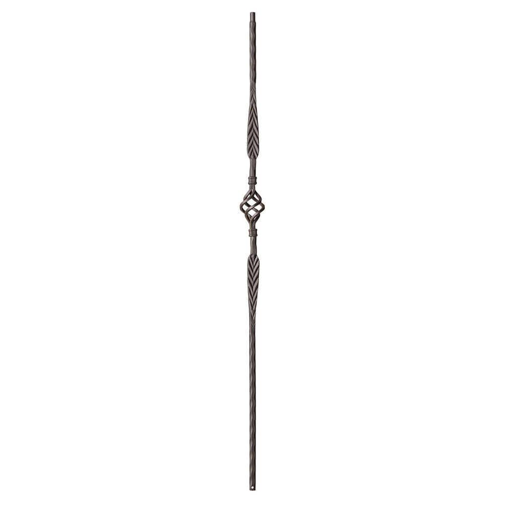 9023 Double Feather & Single Basket with Hammered Edge Metal Spindle |  Iron Balusters |  Amish Craft by StepUP Stair 