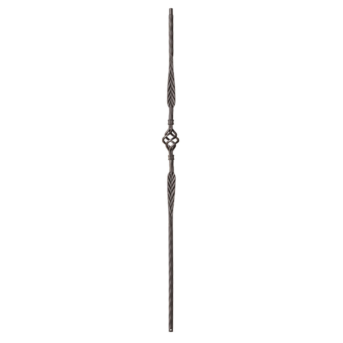 9023 Double Feather & Single Basket w/ Hammered Edge Iron Baluster Spindle | Metal Railing