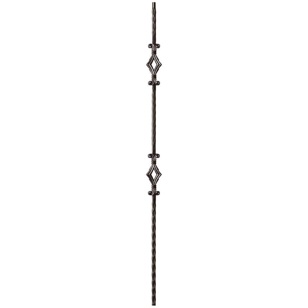9041 Double Diamond with Hammered Face Metal Spindle |  Iron Balusters |  Amish Craft by StepUP Stair 