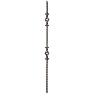 9041 Double Diamond with Hammered Face Metal Spindle |  Iron Balusters |  Amish Craft by StepUP Stair 