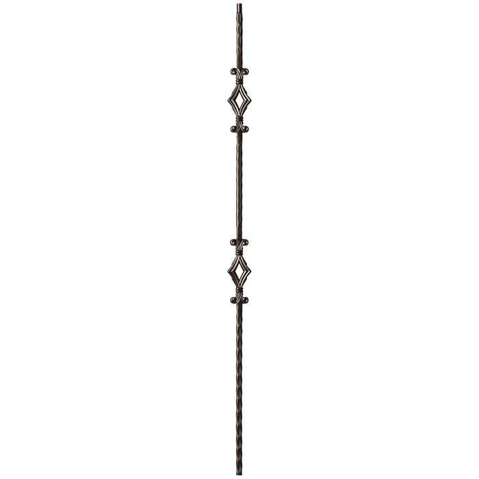 9041 Double Diamond w/ Hammered Face Iron Baluster Spindle | Metal Railing