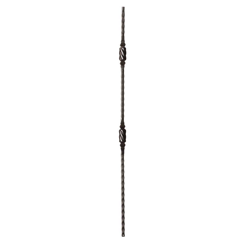 9046 Double Knob with Hammered Face Metal Spindle |  Iron Balusters |  Amish Craft by StepUP Stair 